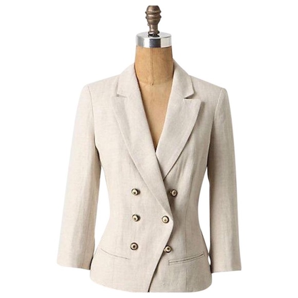 Anthropologie Coquille linen blazer